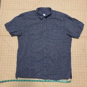 Patagonia blue hemp cotton blend shirt